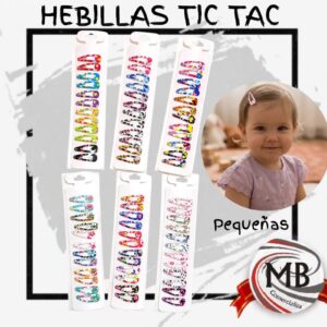 Blister de hebillas tic tac pequeñas x12 accesorios de cabello bijouterie venta mayorista MB Comercializa.
