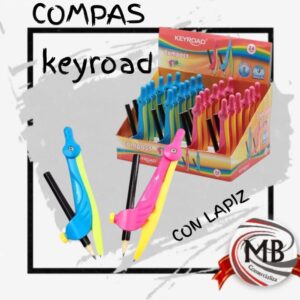 Compás escolar ergonómico de precisión con lápiz incluido y ajuste firme en colores neón vibrantes.