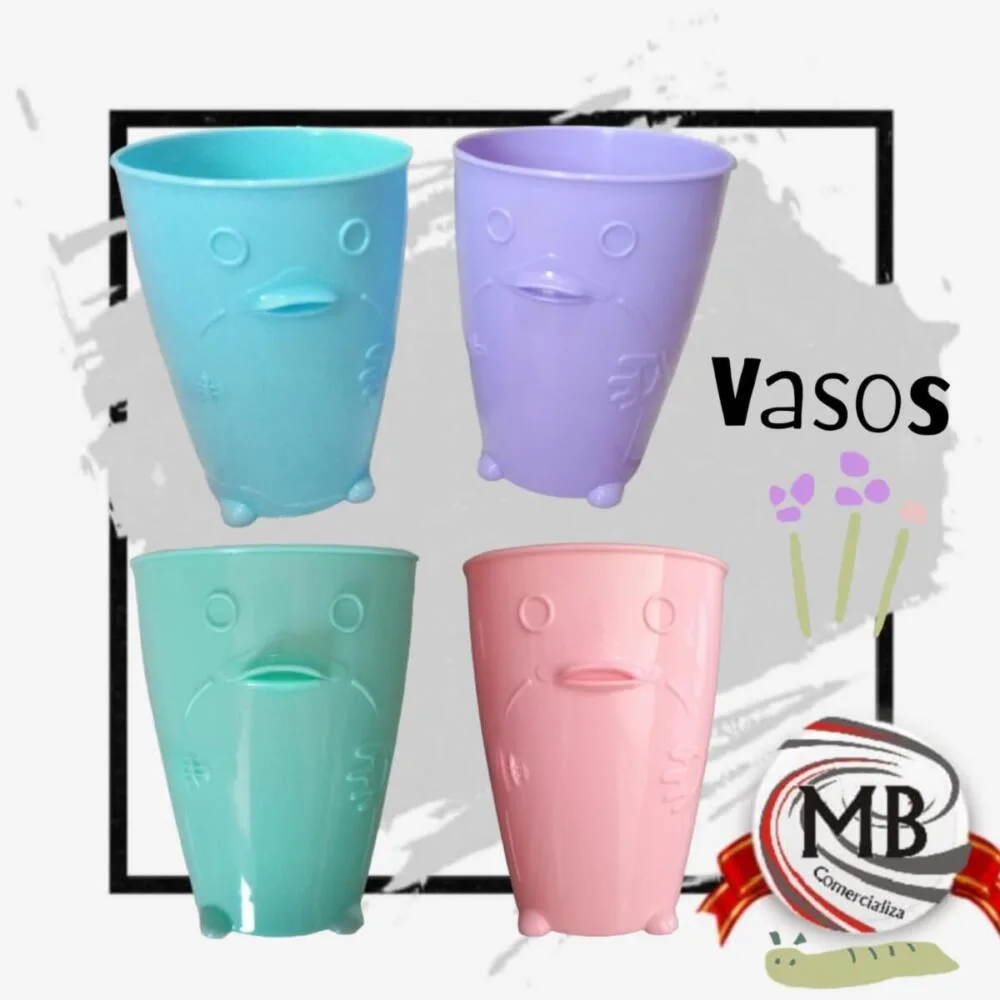 VASOS-INFANTILES-FORMA-PINGUINO-COLORES-PASTELES