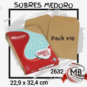 Sobres bolsa Medoro 2632 tamaño 22,9 x 32,4 cm pack x10 unidades venta por mayor Argentina.