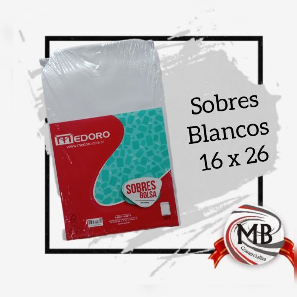 SOBRES BLANCOS MEDORO 16 X 26 Nº2674