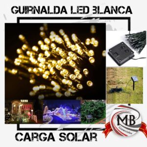 GUIRNALDA LED BLANCA CARGA SOLAR 10 MTS
