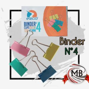 BINDER CLIP COLORES Nº4 X UNIDAD