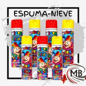 Espuma nieve artificial de cotillon en aerosol marca nashville para festejos cumpleaños carnavales fiestas eventos cotillón venta mayorista MB Comercializa.