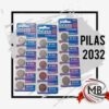 Blíster de pilas botón de litio 3V modelo CR2032, baterías de alta densidad para placas madre PC, llaves de auto y dispositivos médicos, venta mayorista MB Comercializa Argentina.