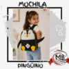 Mochila pinguino infantil de 27x30 cm por mayor, mochila de espalda para jardin de infantes con diseño divertido de animalito para revendedores y regalerias con despacho rapido en 24 horas por Correo Argentino mediante mbcomercializa.com.ar