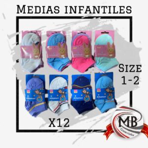 MEDIAS-SOQUETES INFANTILES X12 PARES TALLE 1-2