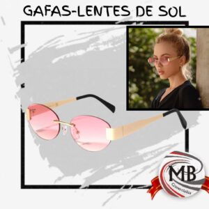 Lentes de sol sin marco estilo rimless rosados por mayor en MB Comercializa. Distribuidor mayorista de gafas de sol ovaladas de moda femenina con patillas doradas y despacho rapido en 24 horas a toda Argentina via Correo Argentino.