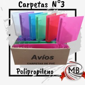 CARPETAS POLIPROPILENO Nº3 VARIOS COLORES