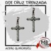 Dije de cruz trenzada en acero quirurgico por mayor, diseño religioso con relieve de soga texturada para revendedores de bijouterie y joyeria con despacho en 24 horas por Correo Argentino a traves de mbcomercializa.com.ar.