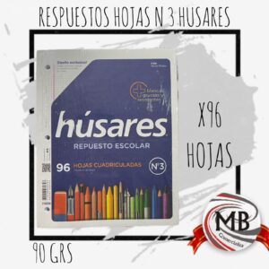 REPUESTO ESCOLAR HUSARES X 96 HOJAS CUADRI.