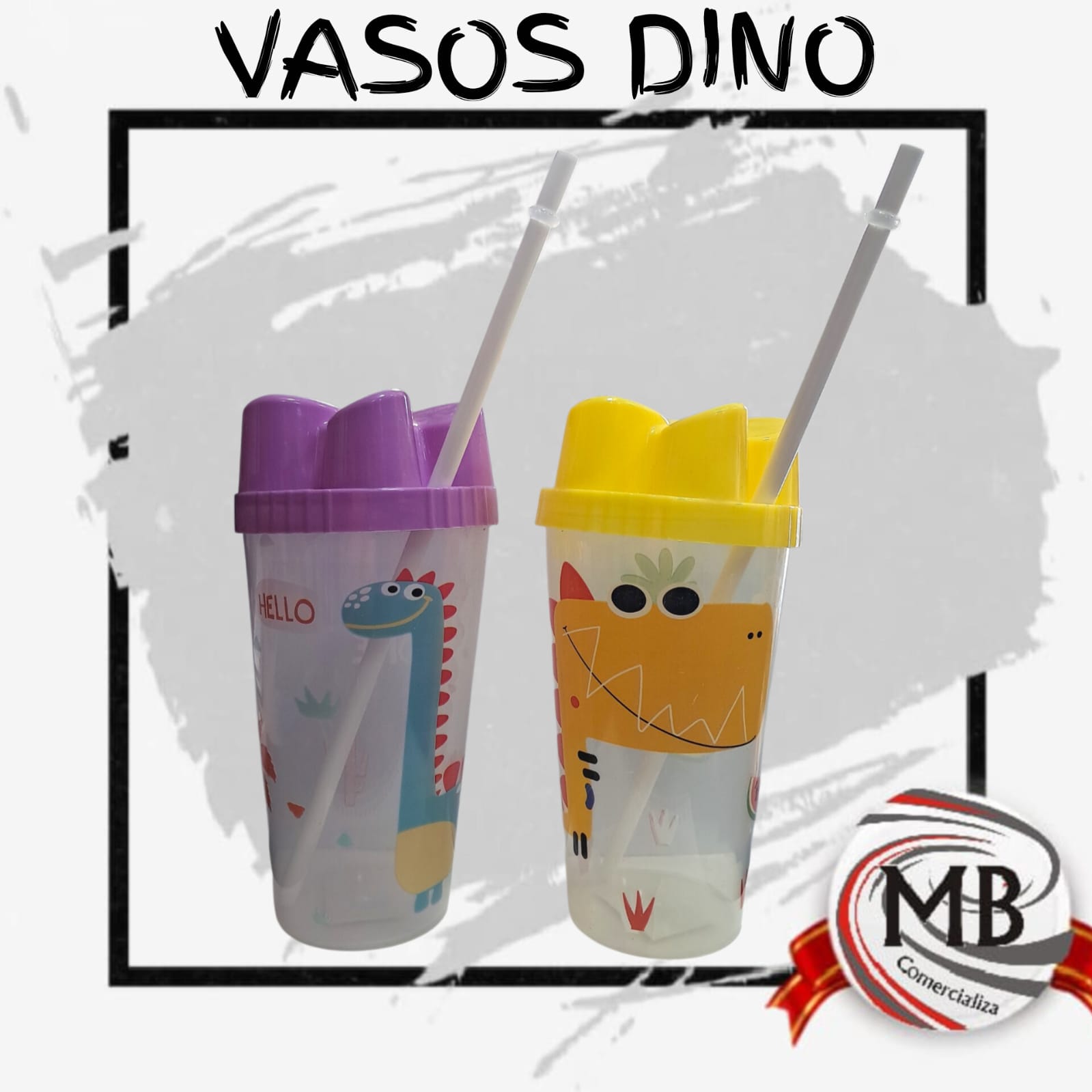 Vasos dinosaurio de 400 ml con sorbete por mayor, vaso plastico infantil con tapa de dino para souvenirs, cumpleaños y regalerias con despacho rapido en 24 horas por Correo Argentino mediante mbcomercializa.com.ar.