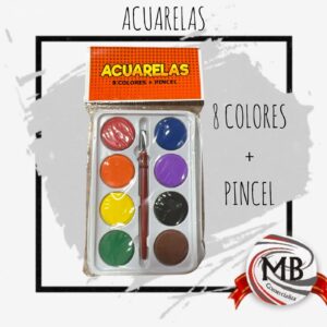 ACUARELAS 8 COLORES + PINCEL