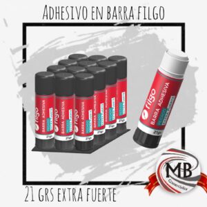 ​"Adhesivo en barra de 21 gramos extra fuerte. Exhibidor por 30 unidades para venta por mayor en Argentina. Distribución nacional a través de MB Comercializa."
