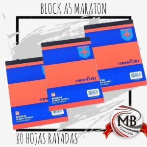 BLOCK A5 MARATON  80 HOJAS RAYADAS 22X15 CM