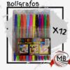 Pack x12 bolígrafos de colores surtidos escritura suave venta por mayor Argentina.