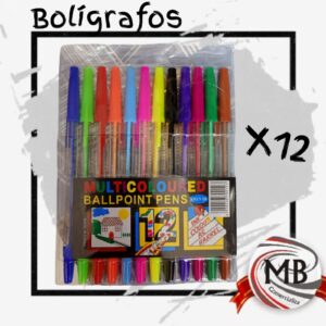 Pack x12 bolígrafos de colores surtidos escritura suave venta por mayor Argentina.