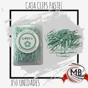 CAJA DE CLIPS PASTEL X50 UNIDADES