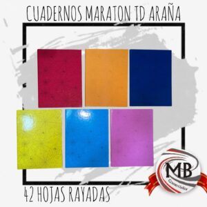 ​"Cuadernos de tapa dura con acabado textura araña en colores vibrantes. Contiene 42 hojas rayadas de alta calidad. Venta por mayor con envíos a toda la Argentina a través de MB Comercializa."