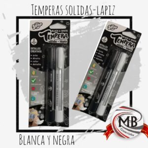 TEMPERAS SOLIDAS-LAPIZ X2 BLANCA Y NEGRA