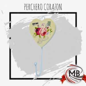 PERCHEROS DECORATIVO CORAZON DE MADERA