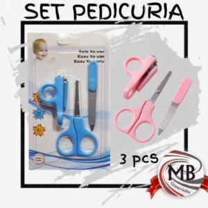 Set de pedicura para bebé 3 piezas con tijera de punta redondeada, alicate y lima. Venta mayorista en MB Comercializa con precios directos y despacho en 24 horas a toda la Argentina por Correo Argentino.