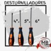 Destornilladores punta phillips cruz de 4 5 y 6 pulgadas por mayor, herramientas manuales de ferreteria con mango ergonomico de goma negro y naranja para talleres y comercios con despacho en 24 horas por Correo Argentino mediante mbcomercializa.com.ar.