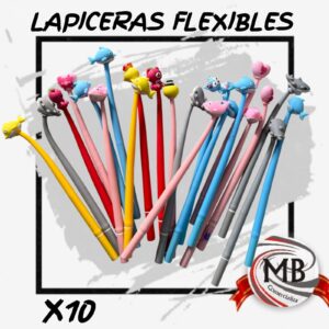 10 UNIDADES BOLIGRAFOS-LAPICERAS FLEXIBLES VARIOS DISEÑOS