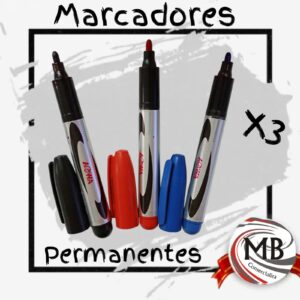 Blíster de marcadores permanentes x3 librería útiles escolares bazar venta mayorista MB Comercializa.