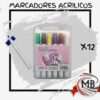 Set de 12 Marcadores Acrílicos Multisuperficie - Adquirí este pack a Precio Directo Mayorista en MB Comercializa. Garantizamos Despacho en 48 Horas a todo el país. Ideal para librerías, artística y revendedores.