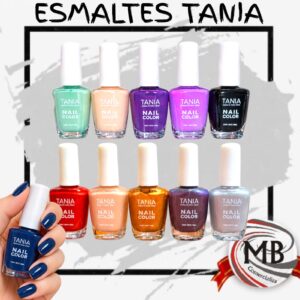 Esmaltes de unas Tania Nail Color colores surtidos acabado brillante secado rapido frasco con pincel cosmetica manicuria nail art regalería venta mayorista MB Comercializa.
