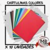 ​"Pack de cartulinas de colores por 10 unidades para venta por mayor en Argentina. Distribución nacional a través de MB Comercializa, especialistas en artículos de librería para comercios y empresas."