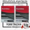 Repuesto de hojas para carpeta escolar numero 3 marca asamblea x 200 hojas papel extra blanco rayado y cuadriculado venta mayorista MB Comercializa.