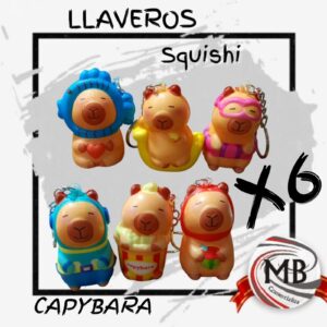 6 LLAVEROS SQUISHY CAPYBARA