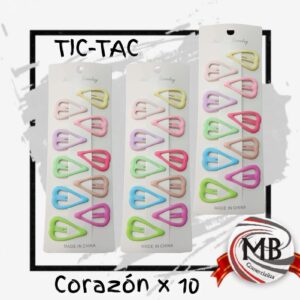 BLISTER HEBILLAS TIC-TAC CORAZON X 10 PASTEL