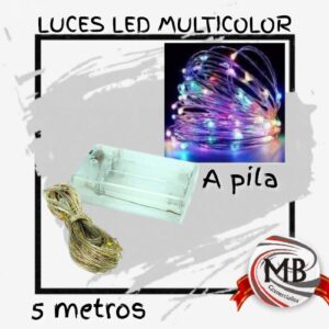 LUCES LED-ALAMBRE MULTICOLOR 5 METROS A PILA