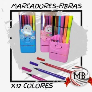 MARCADORES-FIBRAS X12 CON ESTUCHE