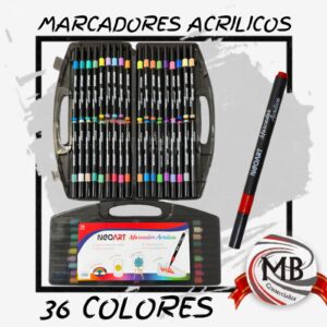 VALIJA MARCADORES ACRILICOS NEOART 36 COLORES
