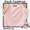 Pack x3 cadenas de acero quirurgico gargantillas combinadas por mayor MB Comercializa.