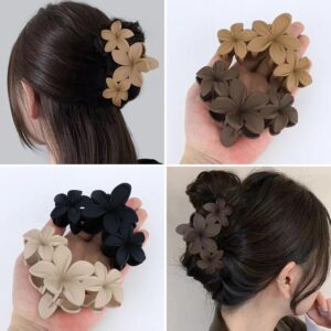 Set de broches para el cabello con forma de flores en tonos tierra y negro, ideales para peinados recogidos. Venta por mayor de accesorios de moda y belleza en toda Argentina a través de MB Comercializa.
