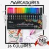 Marcadores Outline de gel x 36 colores con efecto de borde plateado, venta por mayor en Argentina a través de MB Comercializa. Set de arte creativo para lettering y tarjetas.