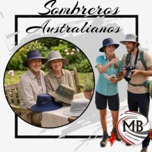 Sombreros australianos de tela con ala ancha y cordon ajustable para cuello proteccion solar pesca trekking safari playa campo indumentaria venta mayorista