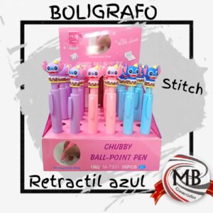 LAPICERAS-BOLIGRAFOS STITCH RETRACTIL AZUL