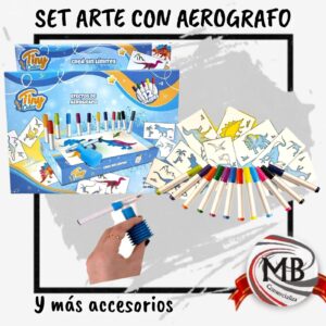 SET DE ARTE DINOSAURIO TINY CON AEROGRAFO Y ACCESORIOS