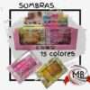 Paletas de sombras de ojos con 15 colores vibrantes, incluyendo acabados mate, satinados y glitter. Venta por mayor en Argentina a través de MB Comercializa.