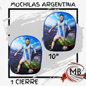 Mochila infantil Selección Argentina 10 celeste y blanca 1 cierre 10 pulgadas
