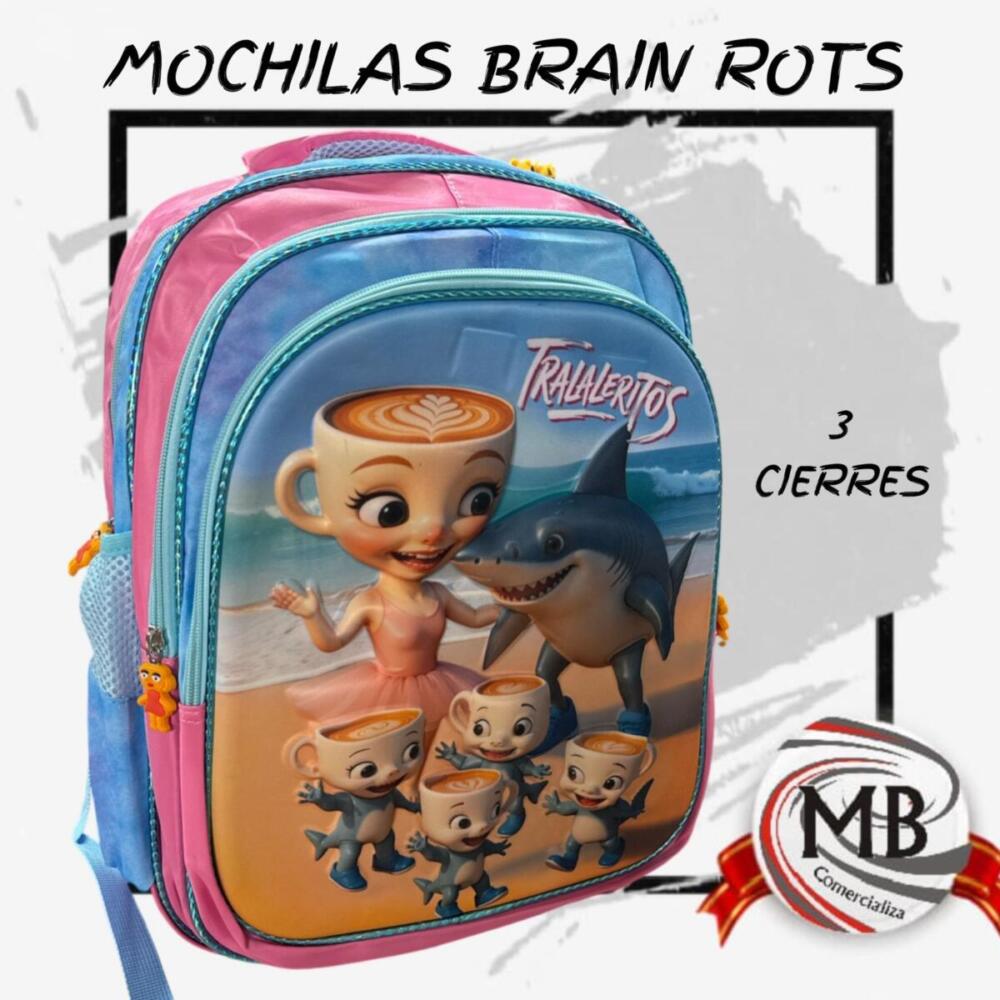 Mochila escolar infantil con diseños animados 3 compartimentos reforzada venta mayorista