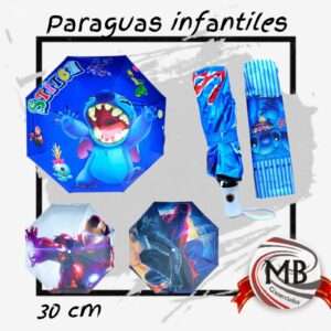 Paraguas infantiles de 30 cm con diseños de personajes animados y superhéroes. Venta por mayor en toda Argentina de artículos de bazar y regalería a través de MB Comercializa.