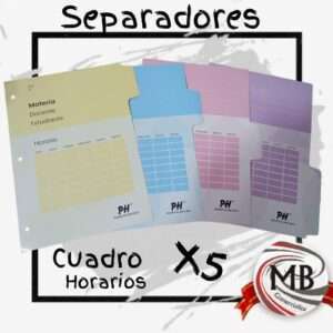 ASIGNATURAS- SEPARADORES C/ HORARIO HASENAUER X5
