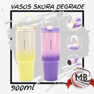 Vaso térmico de 900ml con acabado degradé, manija de transporte y tapa hermética. Distribución mayorista de artículos de bazar en Argentina por MB Comercializa.